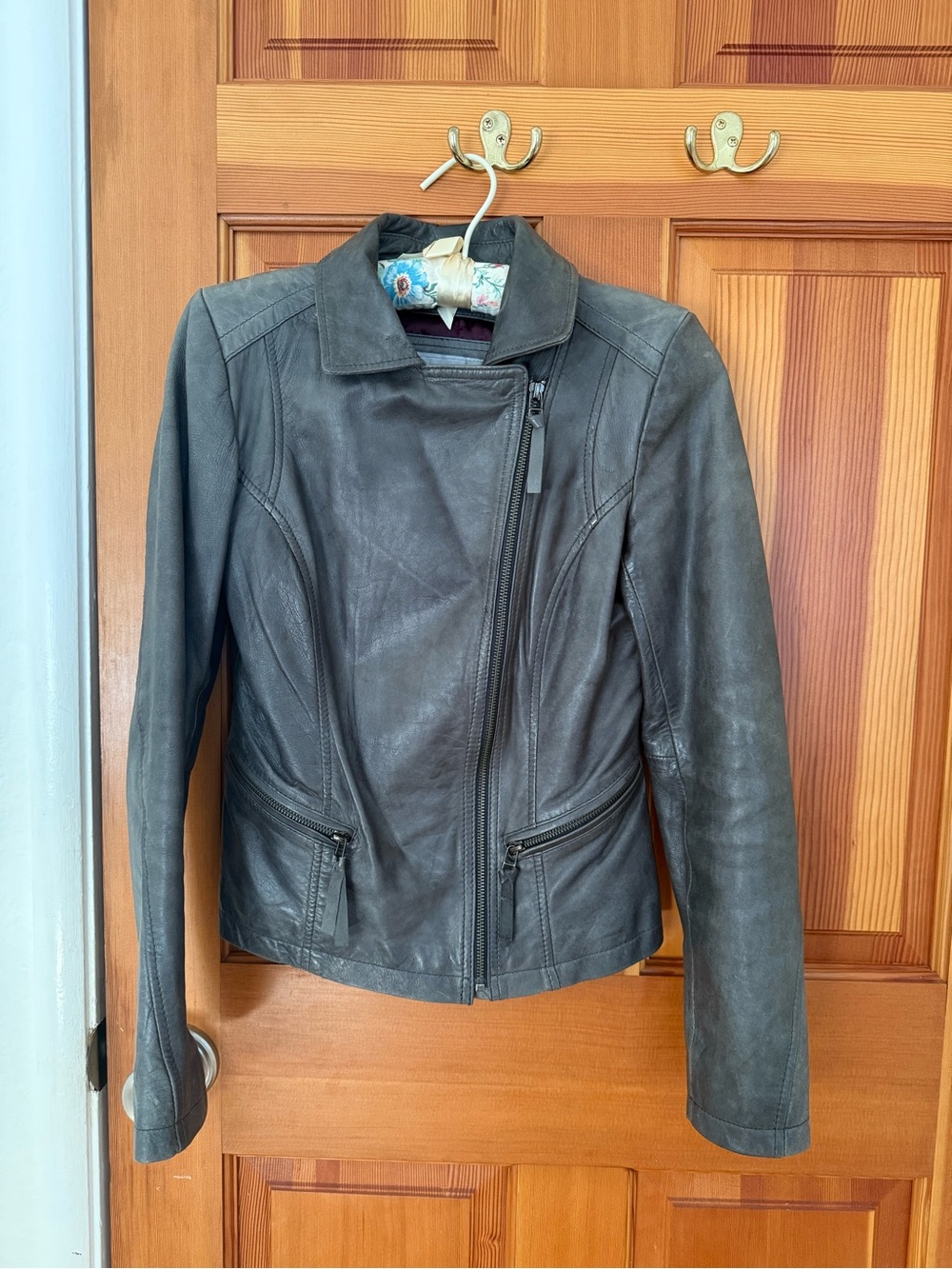 Marc New York Women's Dark Gray Leather Moto Jacket